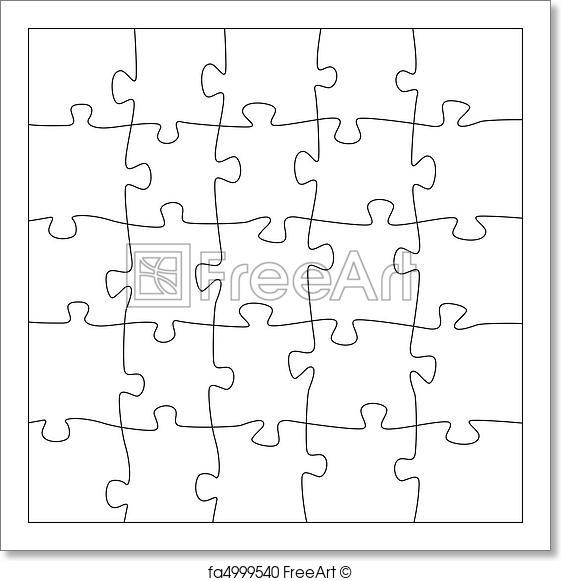 561x581 Free Art Print Of 5x5 Jigsaw Puzzle Template