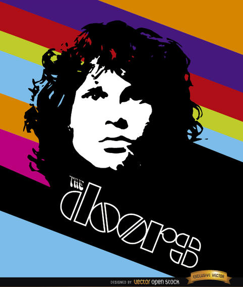 482x570 Jim Morrison Doors Color Stripes Poster
