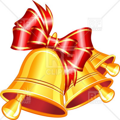 400x400 Golden Jingle Bells With Red Bow On White Background Vector Image