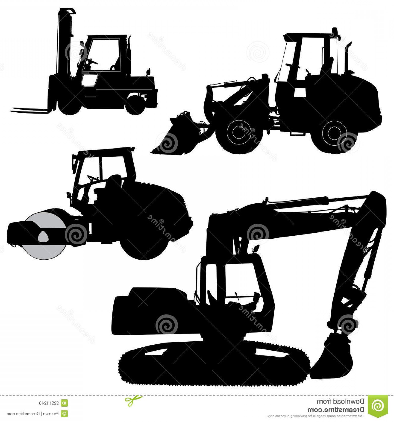 1560x1668 Stock Photo Machinery Set Silhouettes Tractors Roa Road Service