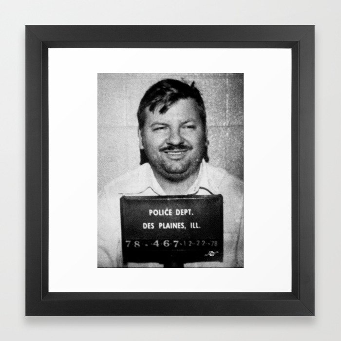 700x700 John Wayne Gacy Mug Shot 1980 Black And White Framed Art Print By