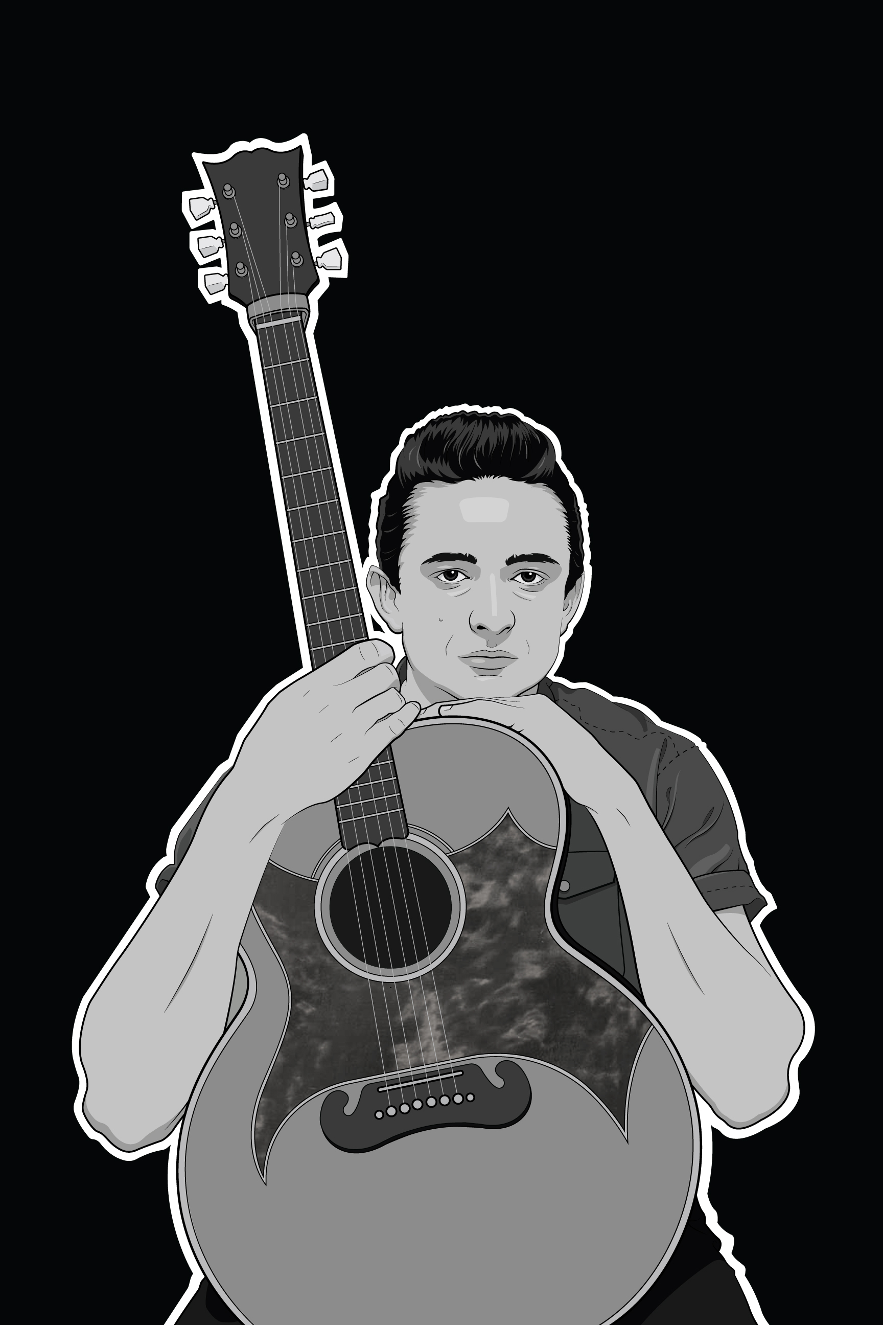 1728x2592 Johnny Cash Illustrator 2016 Hannah Emmett Artwork