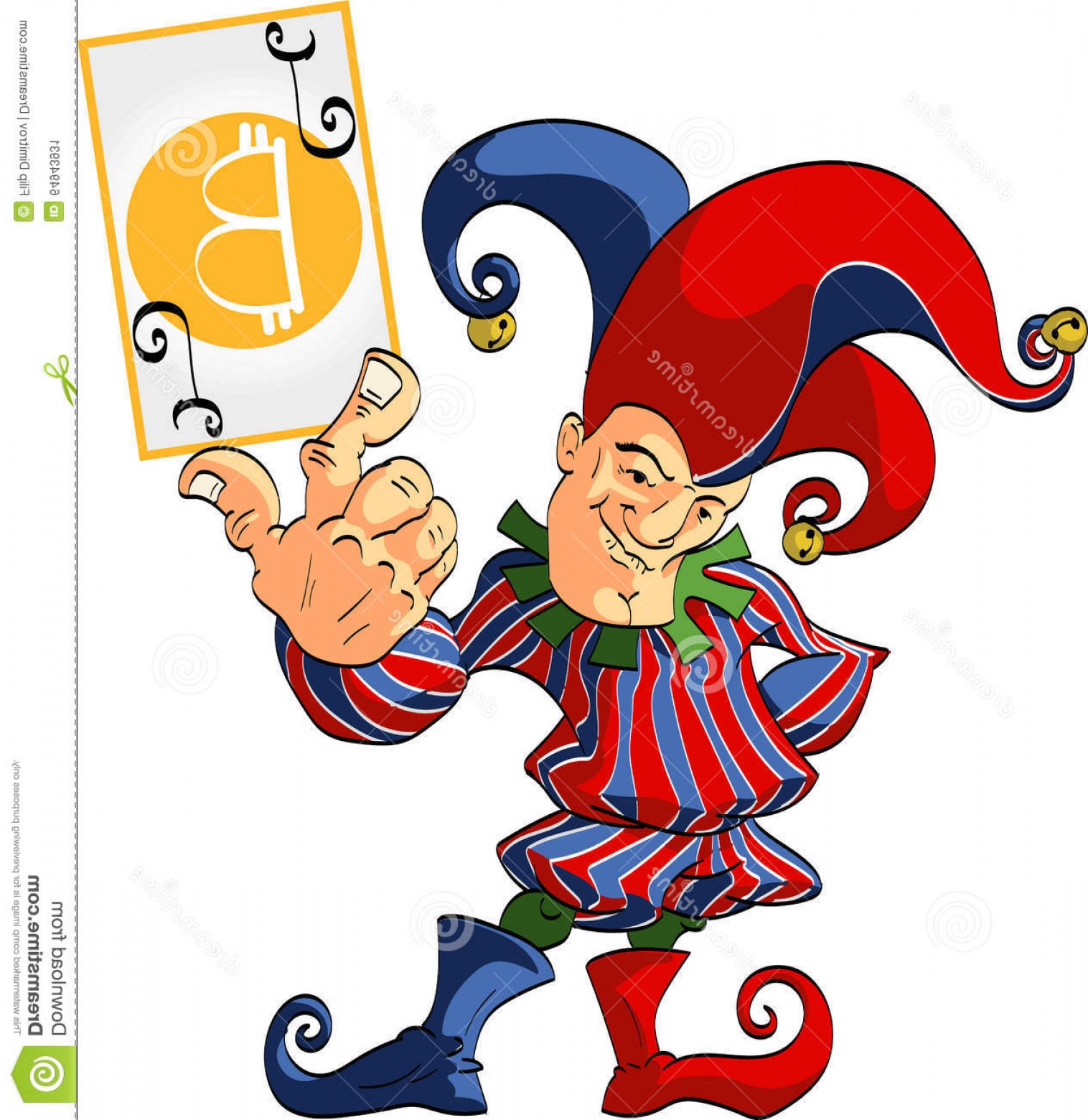 1516x1560 Stock Illustration Jester Holding Winning Bitcoin Joker Card
