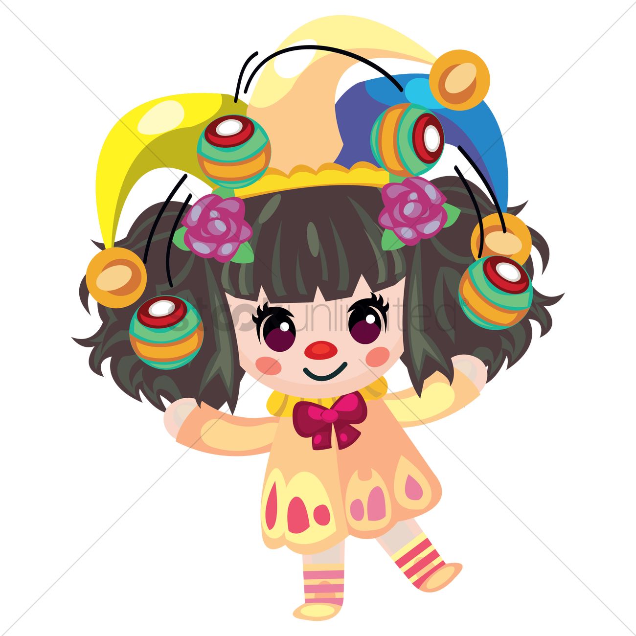 1300x1300 Girl In Joker Hat Playing Vector Image