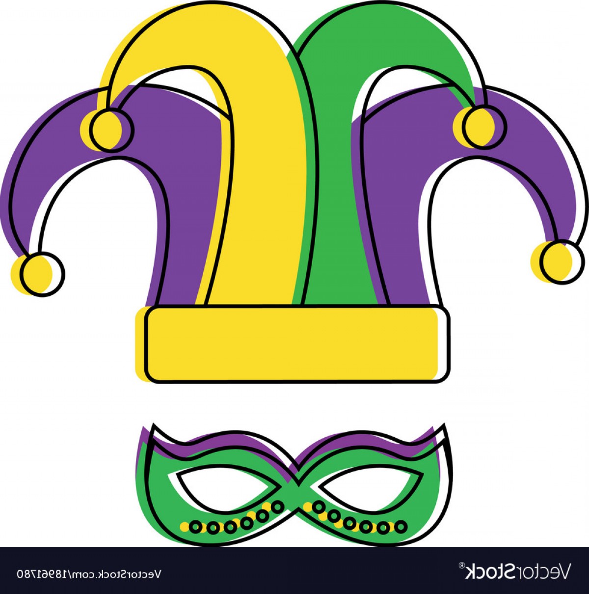1200x1209 Mardi Gras Hat Jester And Mask Carnival Vector Shopatcloth