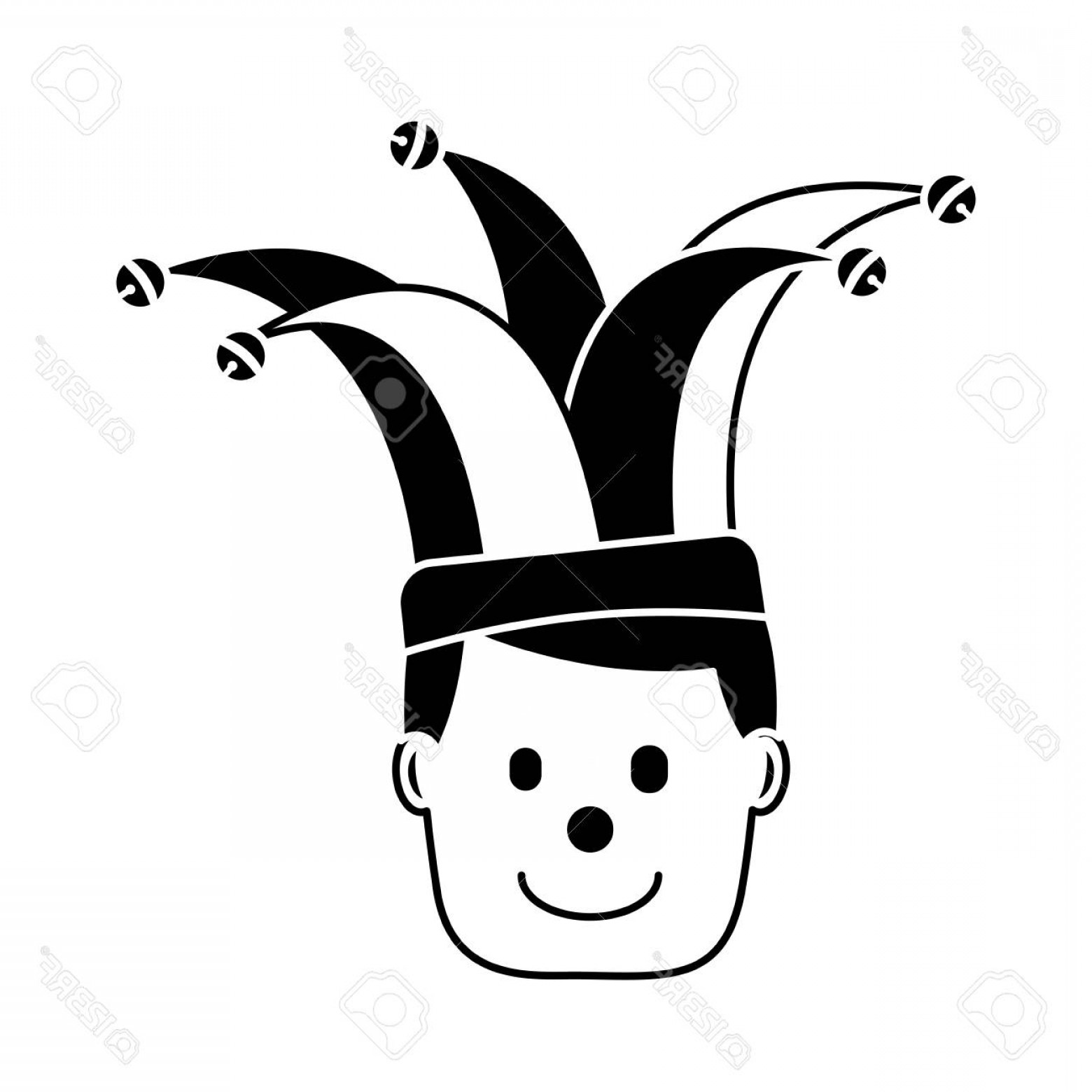 1560x1560 Photostock Vector Happy Face Man Clown Mask With Jester Hat