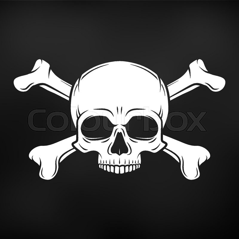 800x800 Human Evil Skull Vector On Black Background. Jolly Roger With