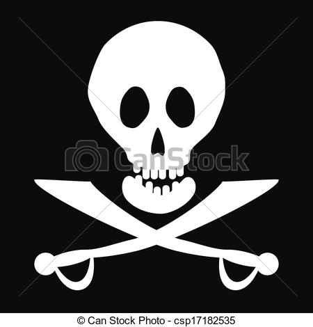 450x470 Jolly Roger Flag. Vector Illustration.