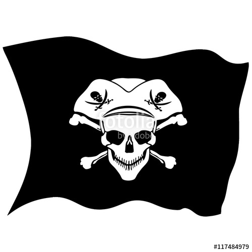 500x500 Pirate Symbol Jolly Roger Skull. Vector Flag Stock Image And