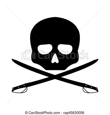 450x470 Pirate Vector Flag. Flat Sign On White Background. Jolly Roger