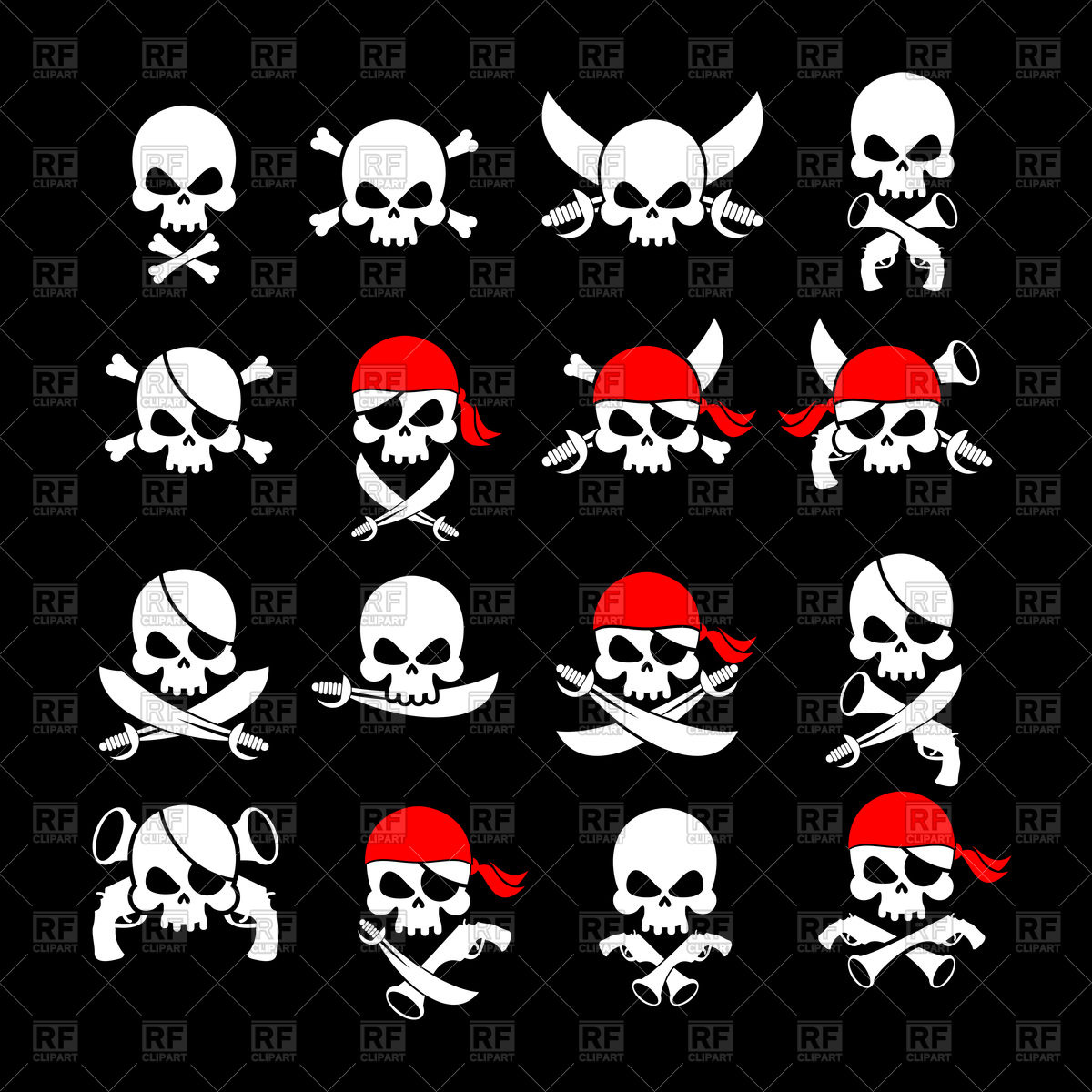 1200x1200 Set Of Jolly Roger Icon, Skull And Crossbones With Sabre And Sword
