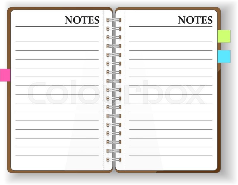 800x621 Vector. Stationery. An Open Pocket Diary, Notebook , Scrapbook