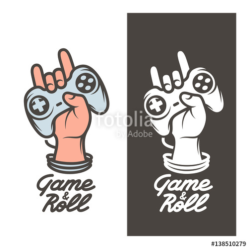 500x500 Game And Roll T Shirt Design. Hand With Joystick. Vector Vintage