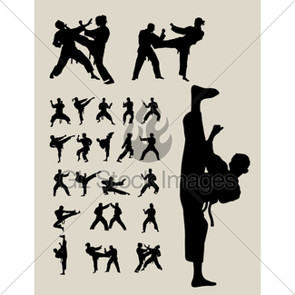 325x325 Jiu Jitsu Or Judo Vector Silhouettes Gl Stock Images