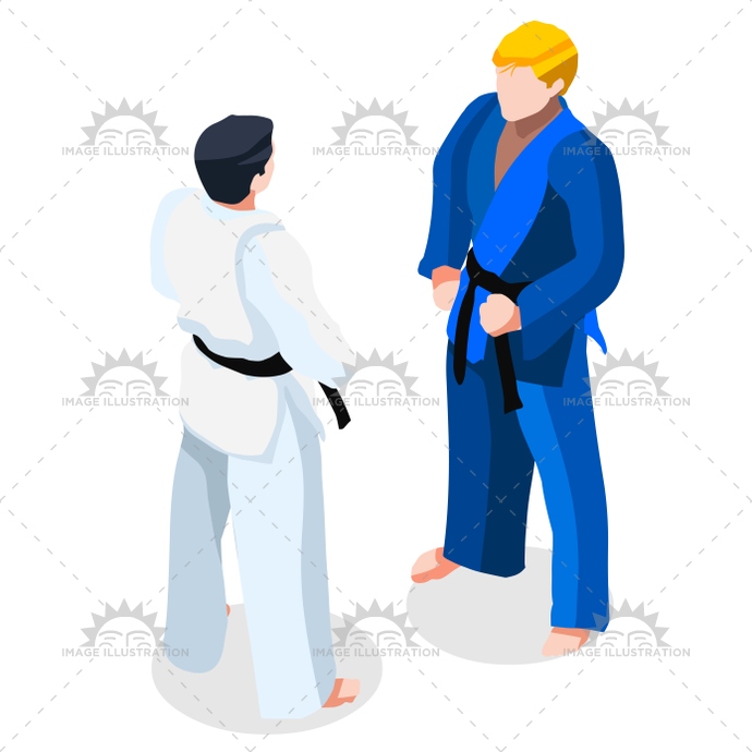 690x690 Judo Fight 2016 Sports 3d Isometric Vector Illustration