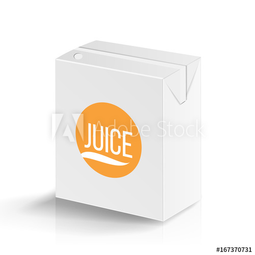 500x500 Juice Package Vector Realistic Mock Up Template. Carton Branding