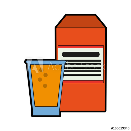 500x500 Orange Juice Box With Glass Vector Illustration Graphic Design