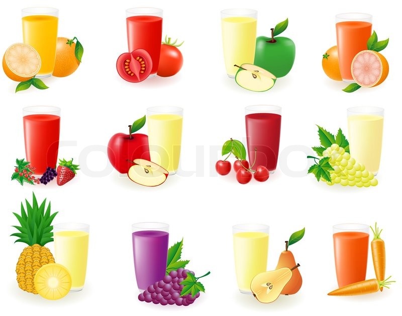 800x629 Set Of Icons With Fruit Juice Vector Illustration Stock Vector
