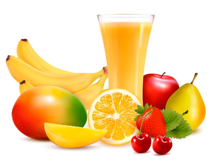 700x547 Fresh Color Fruit And Juice. Vector Illustration Wall Decal