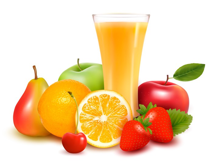 700x552 Fresh Fruit And Juice Vector Illustration Wall Mural Pixers