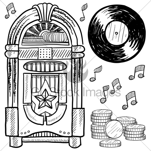 500x500 Retro Jukebox Vector Sketch Gl Stock Images