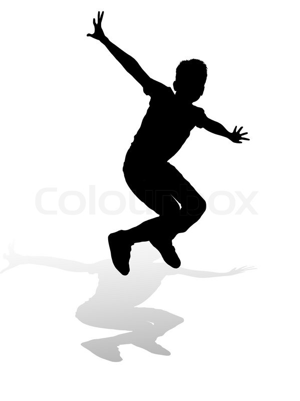 599x800 Silhouette Boy Of Jump Stock Vector Colourbox