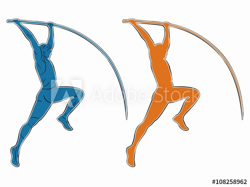 500x375 Silhouette Of A Pole Jumper , Vector Drawing