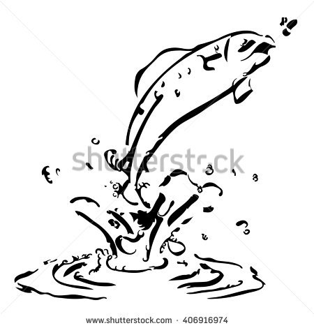 450x470 Collection Of Jumping Fish Drawing High Quality, Free