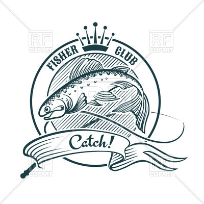 400x400 Badge Or Label With Jumping Fish (Salmon) Vector Image Vector