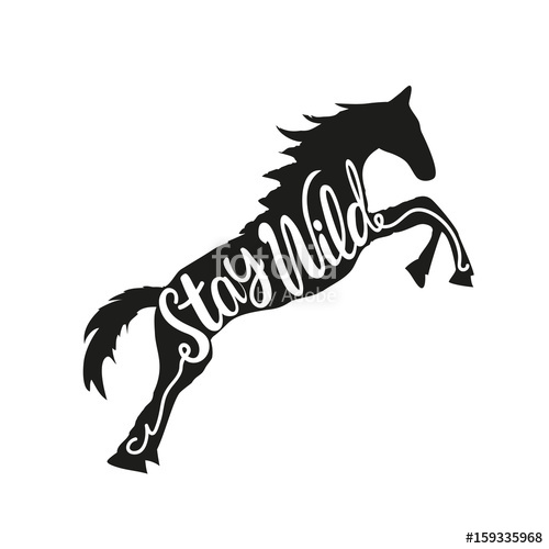 500x500 Vector Typography Poster With Black Jumping Horse And Quote