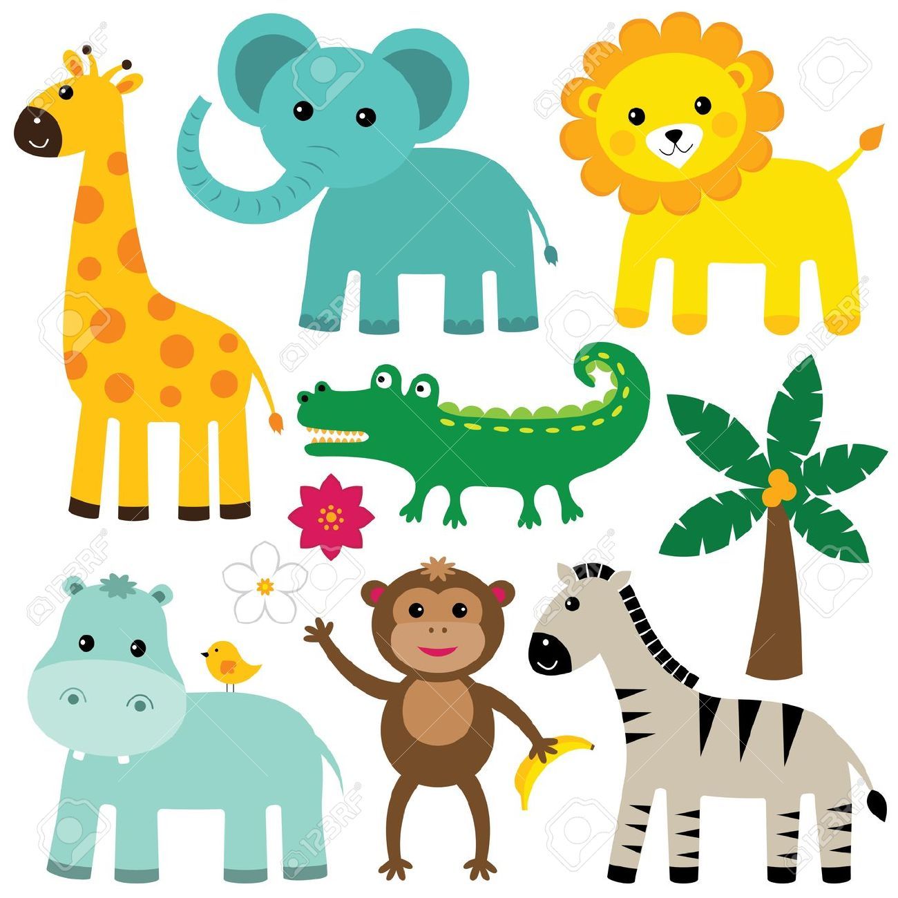 1300x1300 Cute Jungle Animal Vector Free