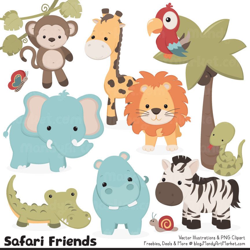 864x864 Cute Vintage Jungle Animal Clipart