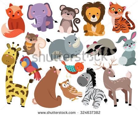 450x380 Cute Woodland And Jungle Animals Vector Set Knigi