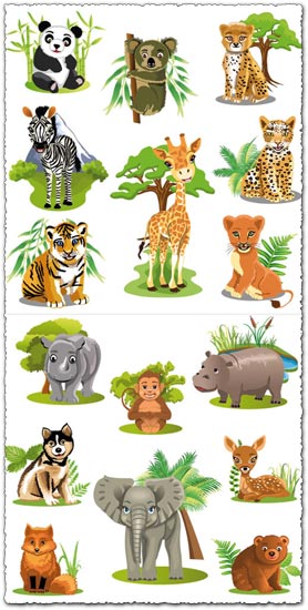 278x550 Jungle Animals Cartoon Vectors