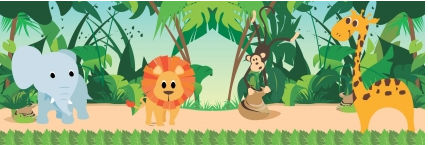 428x145 Safari Jungle Animals Vector Ai,eps Format Free Vector Download
