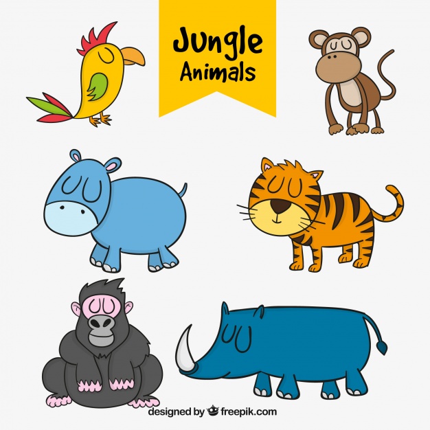 626x626 Various Hand Drawn Jungle Animals Vector Free Download