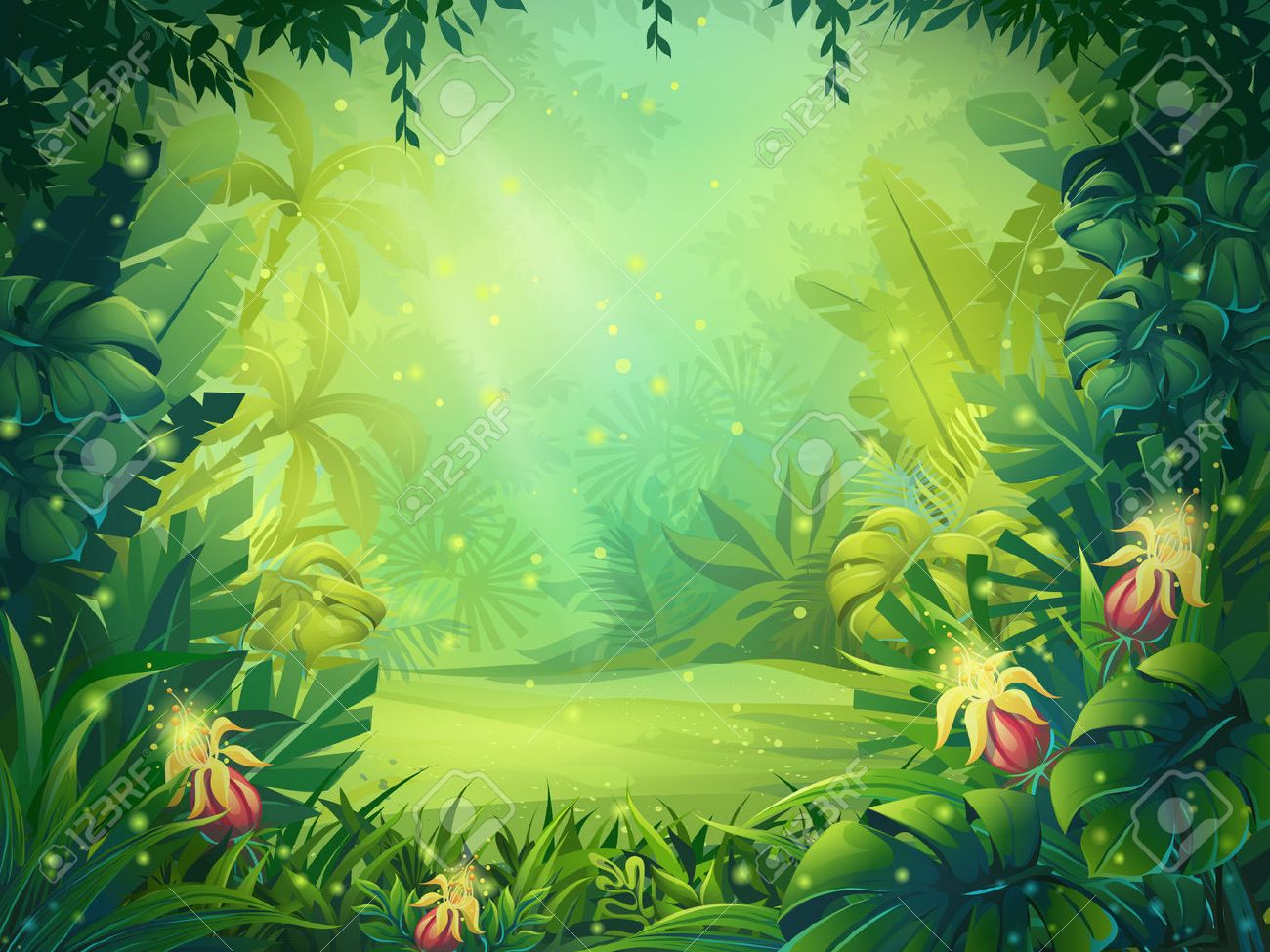 1300x975 Cartoon Jungle Picture Background Vector Cartoon Illustration Of