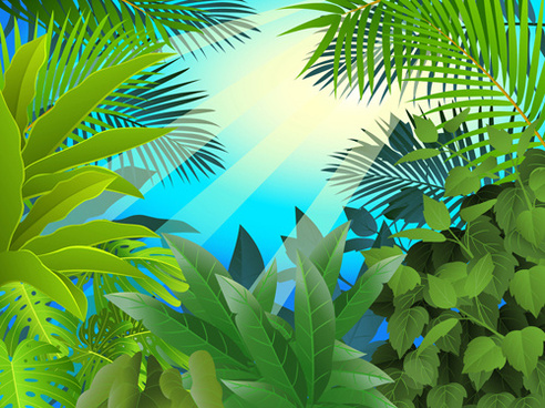 492x368 Vector Tropical Jungle Background Free Vector Download (47,843