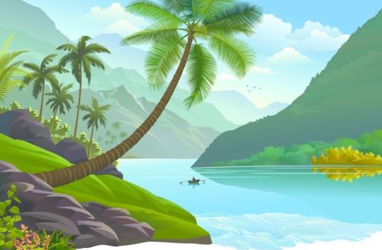 539x353 Beautiful Jungle Landscape Vector Graphics 03 Free Download