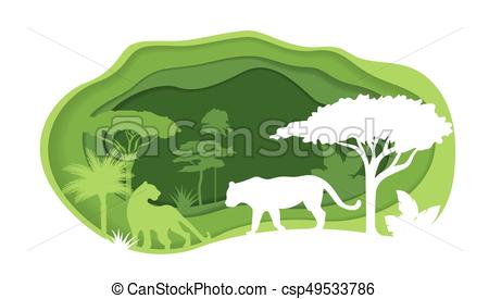 450x275 Paper Crafted Cutout World. Concept Of Tropical Rainforest Jungle