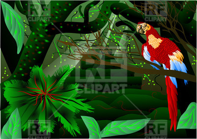 400x283 Red Parrot In The Jungle Vector Image Vector Artwork Of Plants