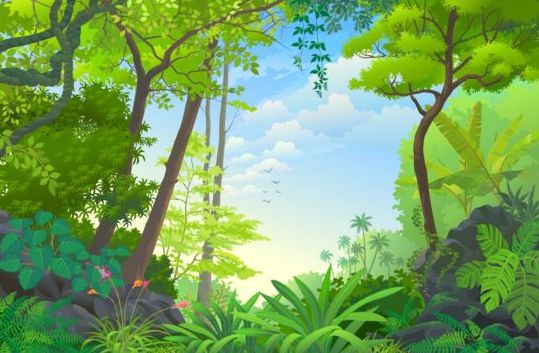 539x353 Beautiful Jungle Landscape Vector Graphics 07 Free Download