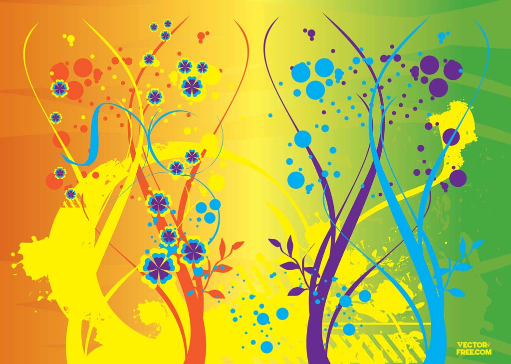 1024x729 Flower Jungle Vector Vector Art Amp Graphics