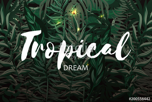 500x334 Pattern With Tropical Palm Leaves. Jungle. Vector Tropical