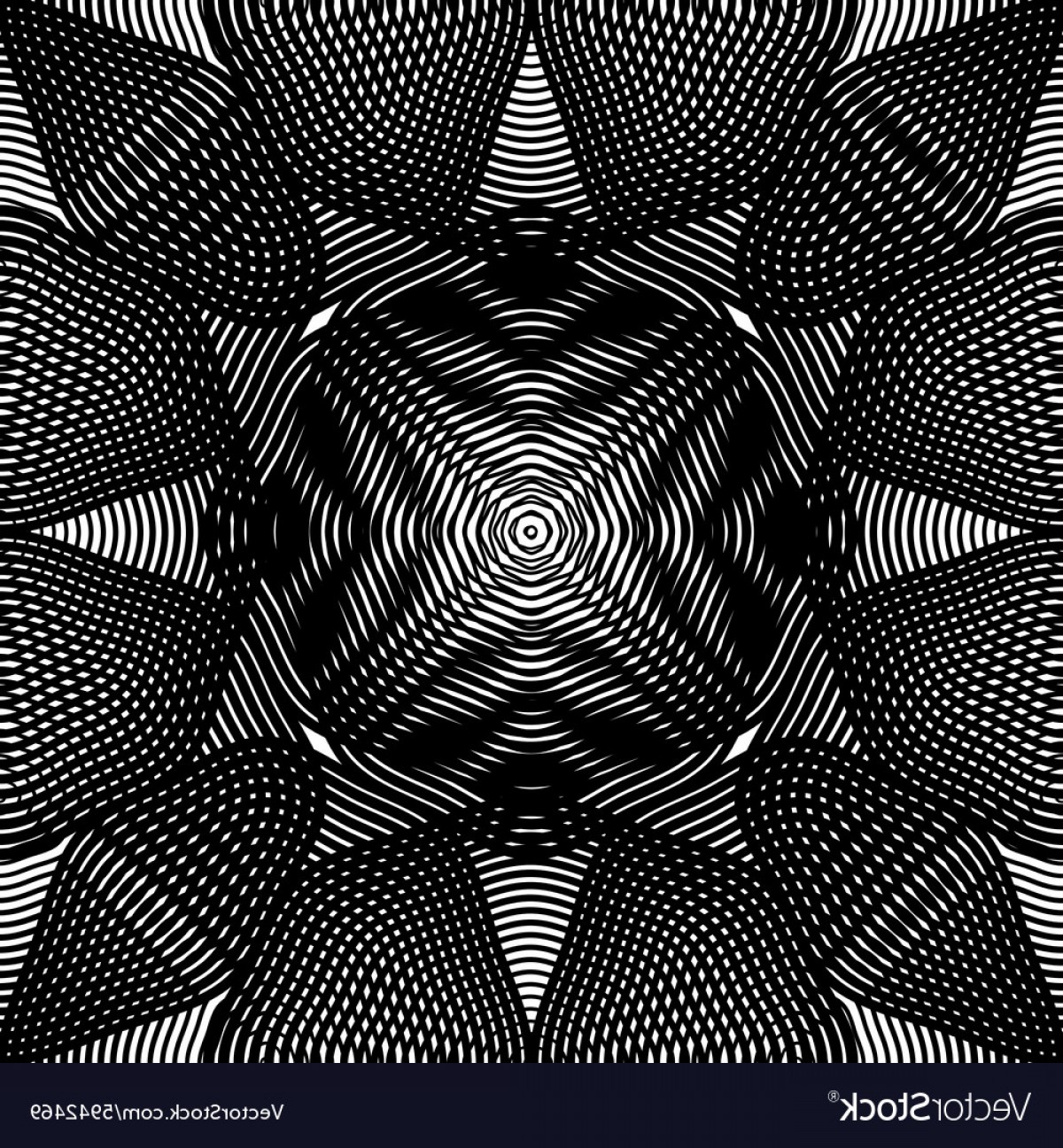 1200x1296 Pattern With Black Graphic Lines Kaleidoscope Vector Shopatcloth