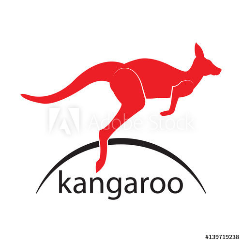 500x500 Kangaroo. Vector Jump Logo. Icon Symbol.