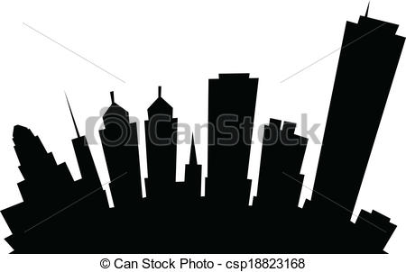 450x302 Cartoon Buffalo City Skyline. Cartoon Skyline Silhouette Of The