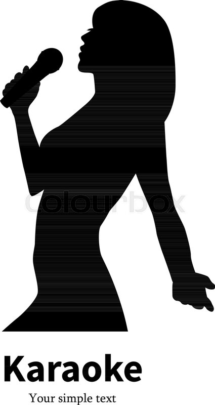 425x800 Vector Illustration Of Black Silhouette Of A Singing Girl With A