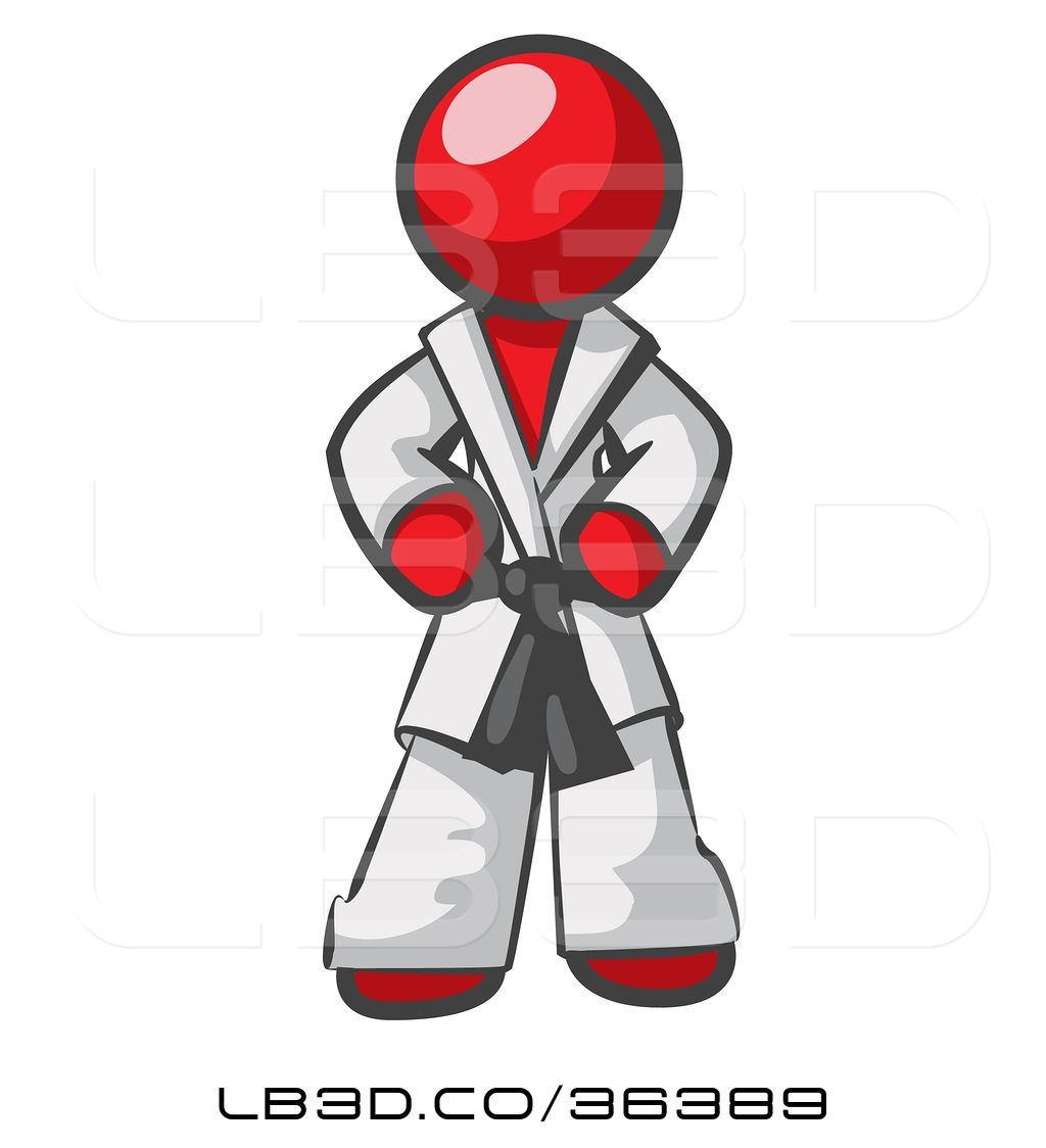 1024x1124 Vector Illustration Of Tough Red Guy In A White Karate Suit And A
