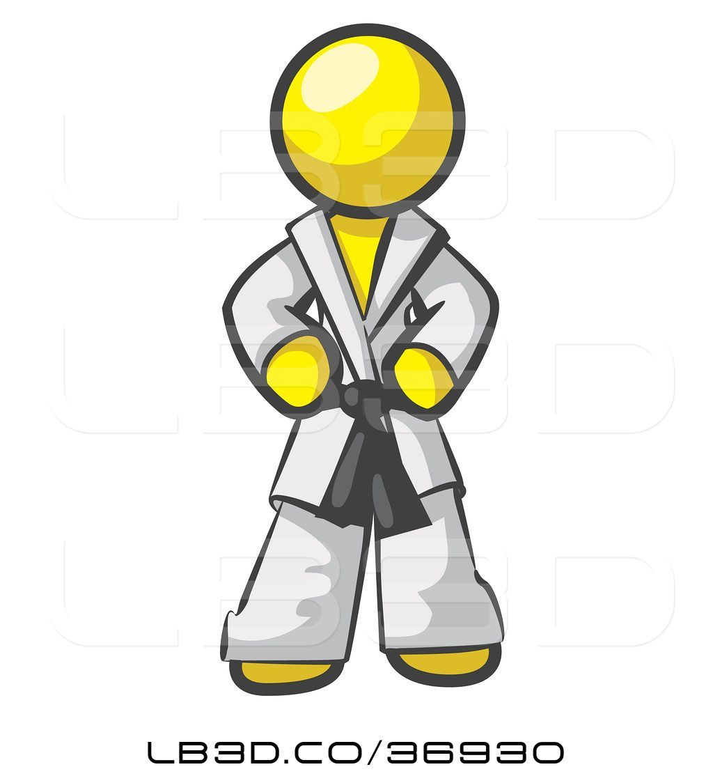1024x1124 Vector Illustration Of Tough Yellow Guy In A White Karate Suit And